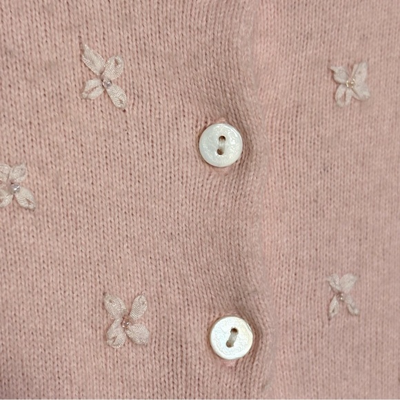 ABERCROMBIE Y2K Cotton Angora Rabbit Hair Silk Bows Beads Coquette Cardigan - Picture 8 of 12